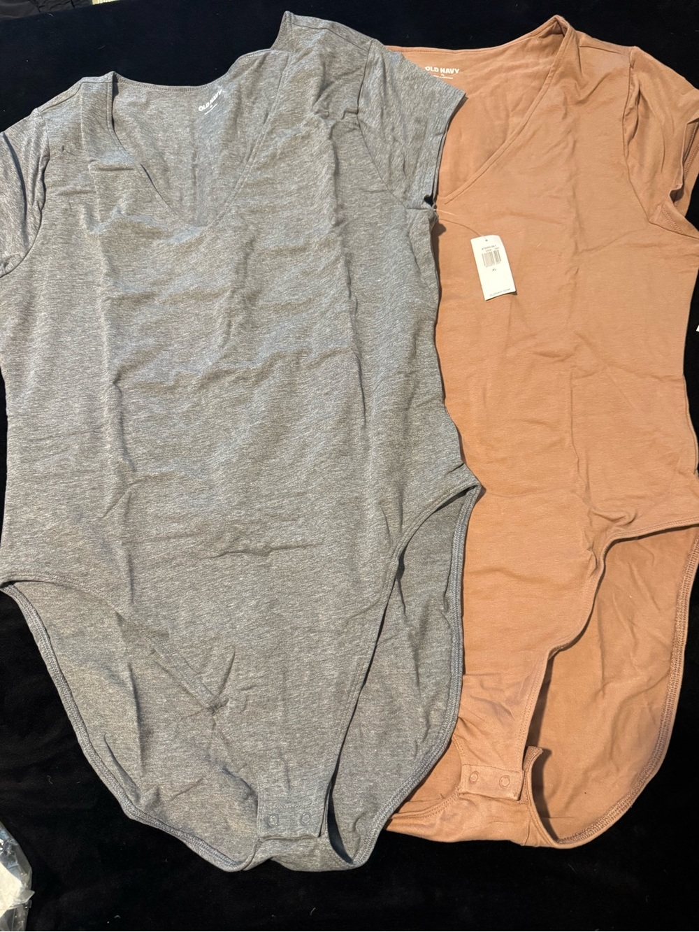 NWT set of Old Navy V-Neck Bodysuits - Gray and Tan